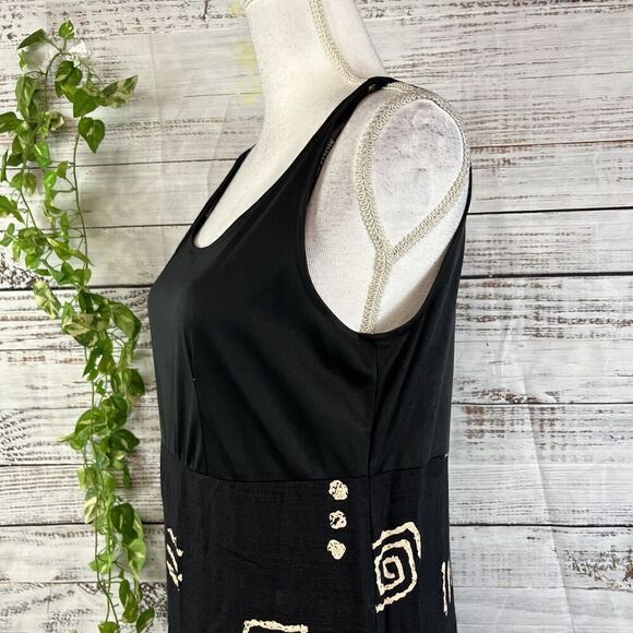 Molly Malloy Dress size 8 Petite Black Tan Fish Aztec Midi Artsy Teacher School - Picture 11 of 16